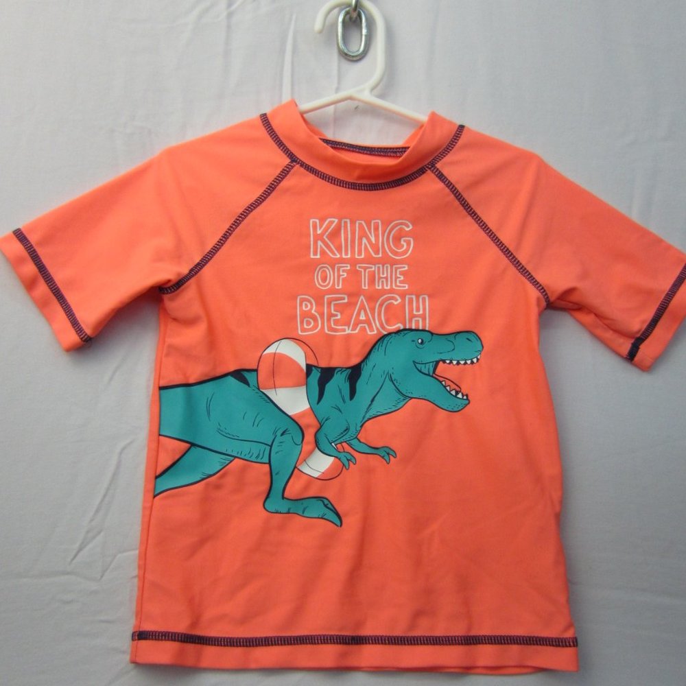 Carter’s Size 4T King of the Beach Dino Rash Guard Orange Swim